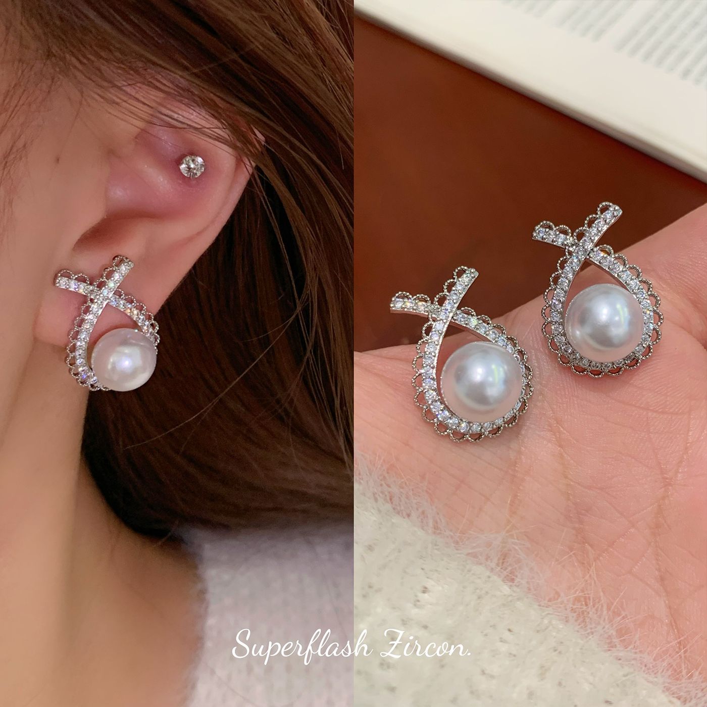Pearl studs earrings